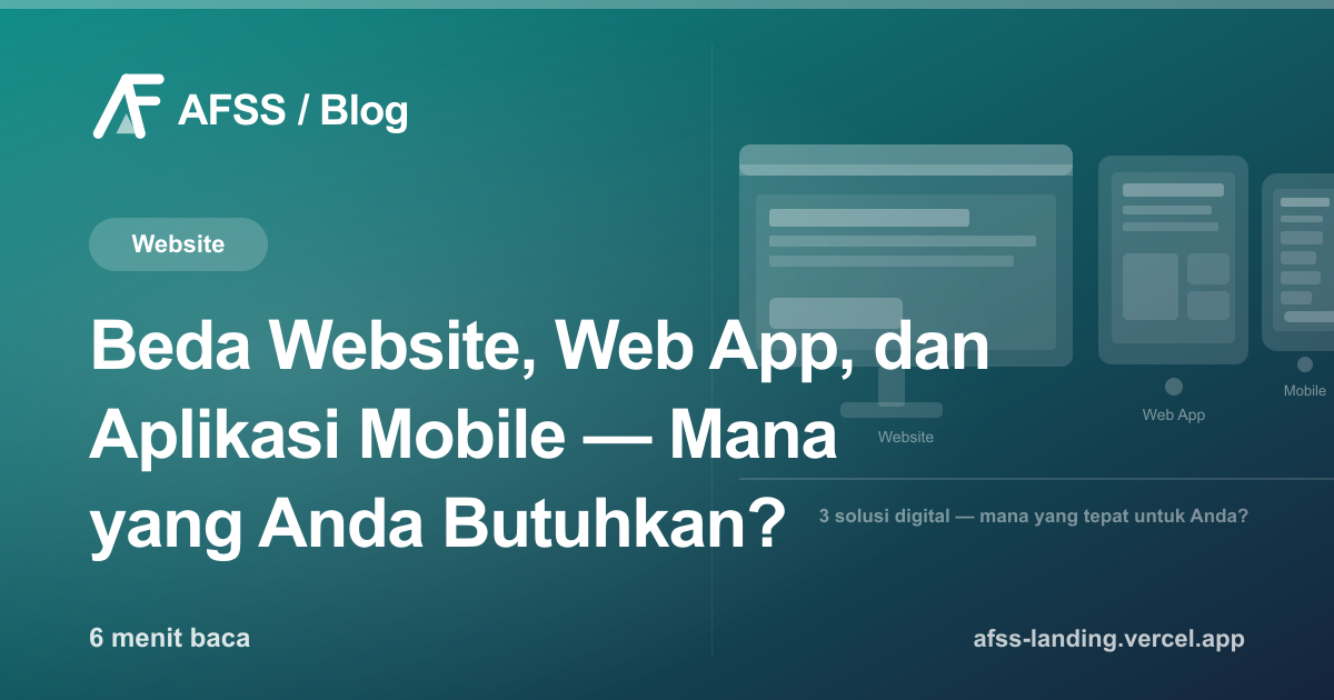 Ilustrasi artikel: Beda Website, Web App, dan Aplikasi Mobile — Mana yang Anda Butuhkan?
