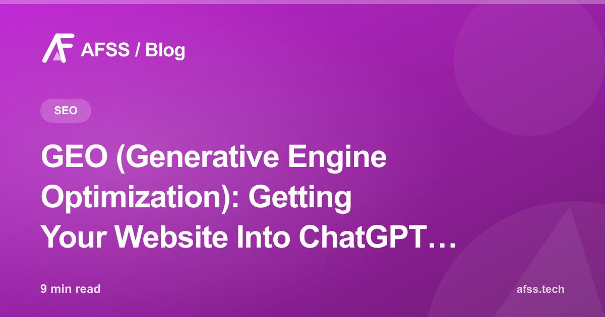GEO (Generative Engine Optimization): Getting Your Website Into ChatGPT & AI Overview Answers