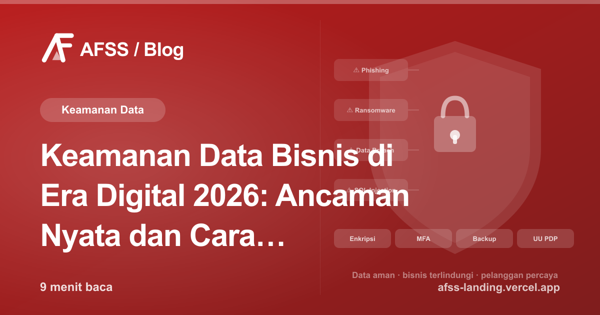Ilustrasi artikel: Keamanan Data Bisnis di Era Digital 2026: Ancaman Nyata dan Cara Melindunginya