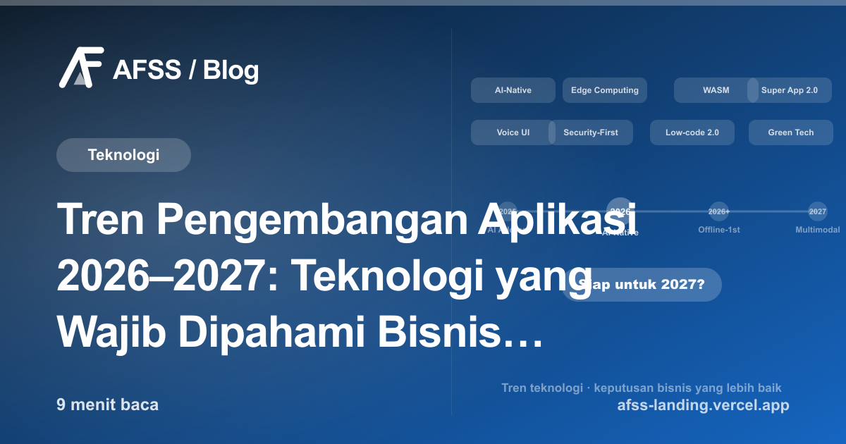 Ilustrasi artikel: Tren Pengembangan Aplikasi 2026–2027: Teknologi yang Wajib Dipahami Bisnis Indonesia